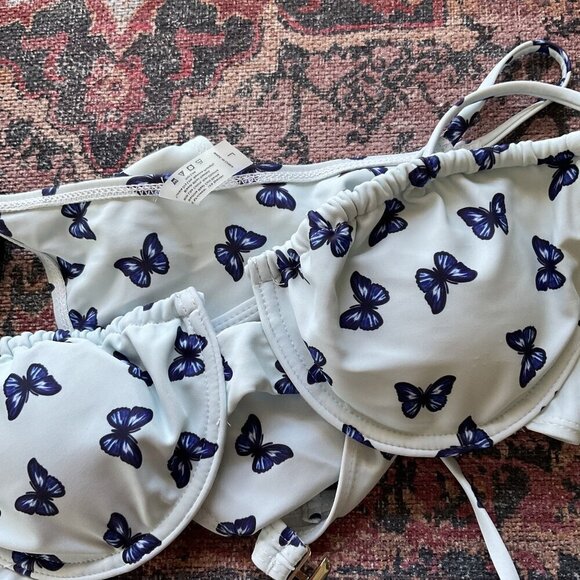 NEW BLUE BUTTERFLY TWO PIECE BIKINI SWIMSUIT - Picture 13 of 13